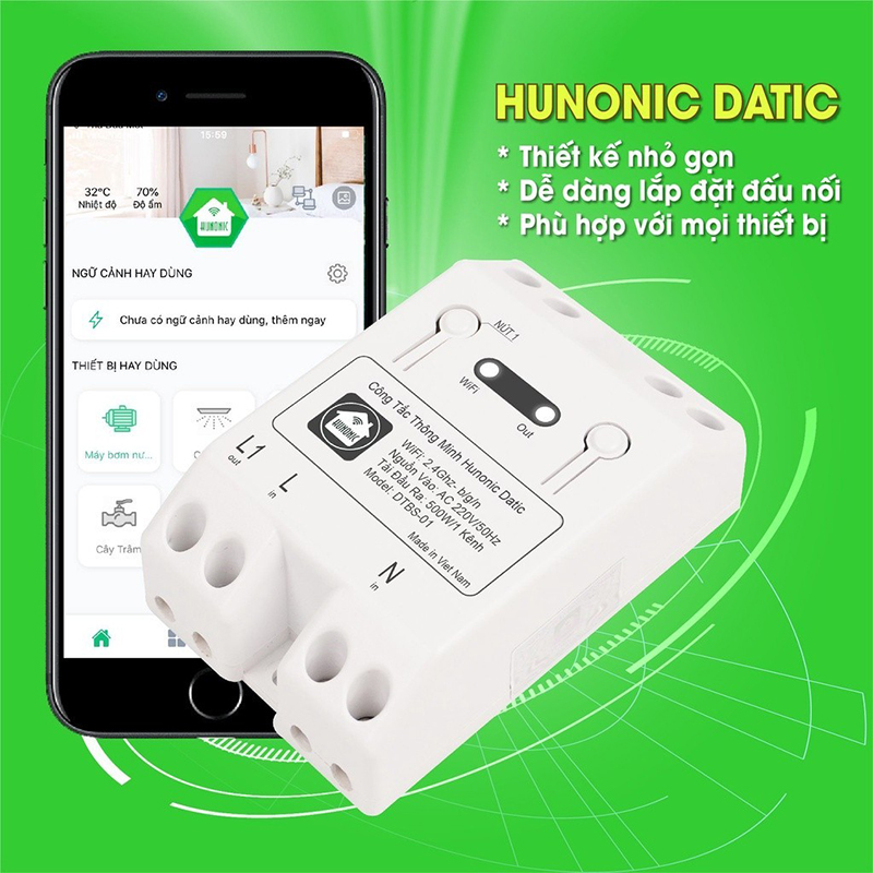 Công Tắc Thông Minh điều khiển từ xa Hunonic Datic Basic